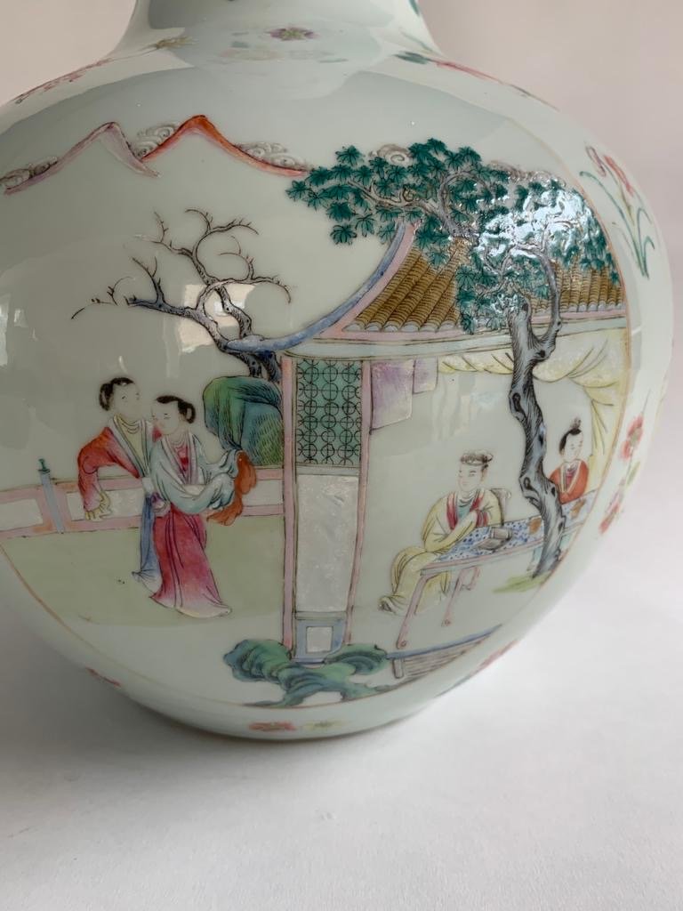 Large & Important 19th Century Famille Rose Bottle Vase -photo-6