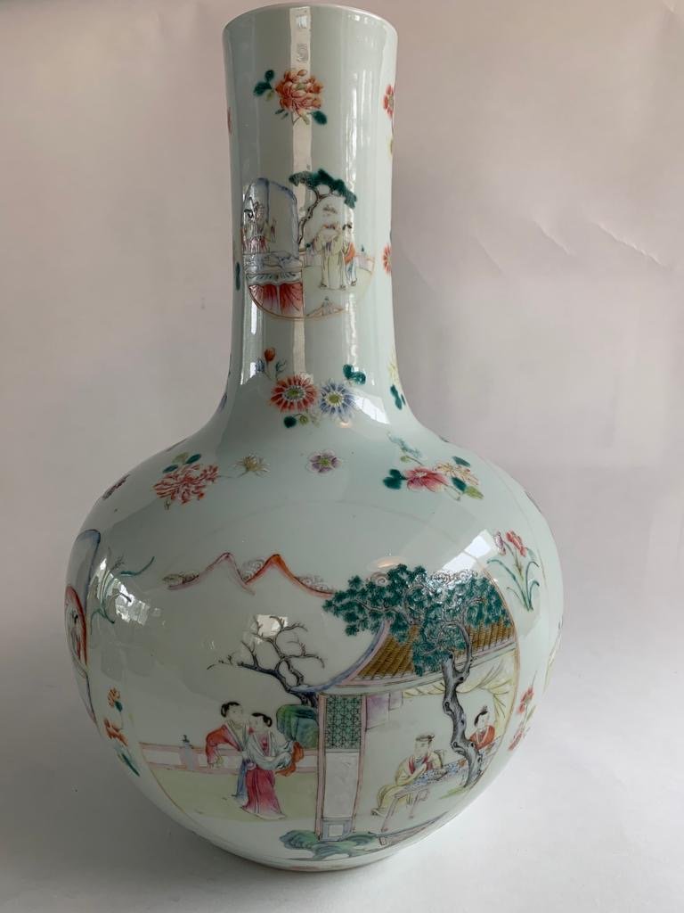 Large & Important 19th Century Famille Rose Bottle Vase 