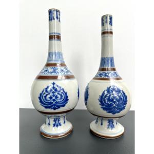 Two Blue-and-white Kangxi-period Watering Cans, In A Café Au Lait Color (thai Market)