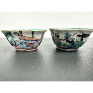 Deux bols miniatures en porcelaine Chinoise