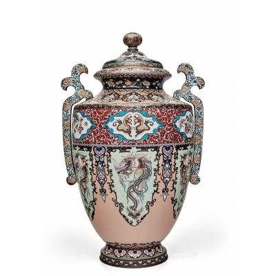 UN GRAND VASE ET COUVERCLE CLOISONNÉ-ÉMAIL, Japon époque Meiji / LARGE CLOISONNÉ-ENAMEL VASE