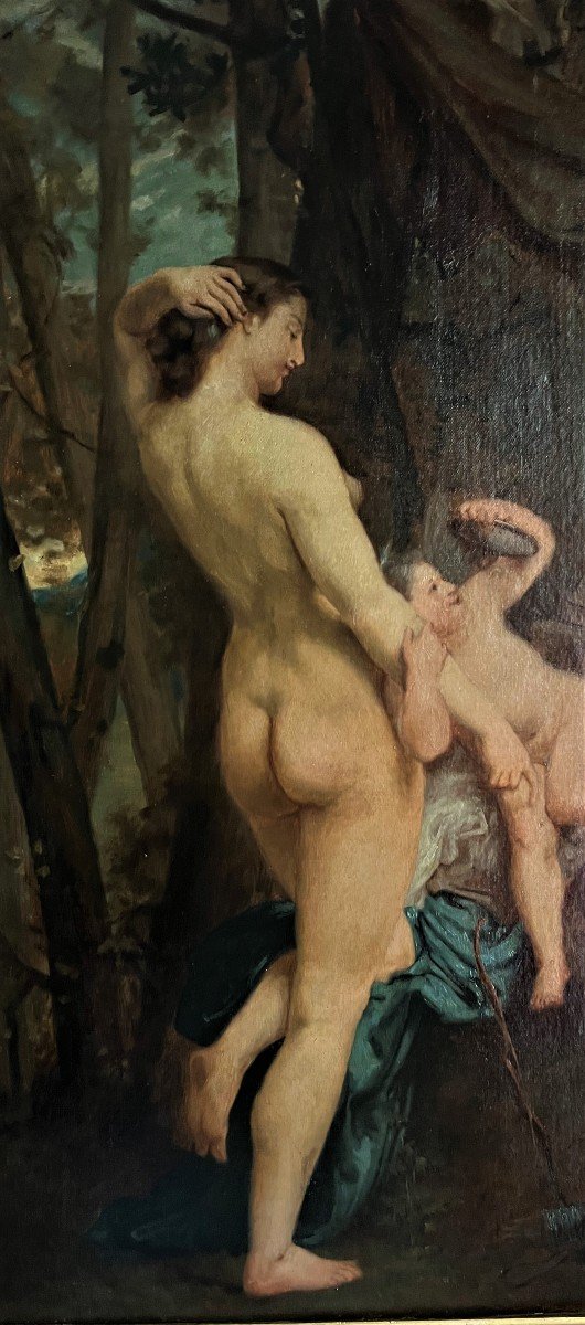 Allégorie De Venus Et Cupidon.  Ecole française du 19 siècle-photo-2