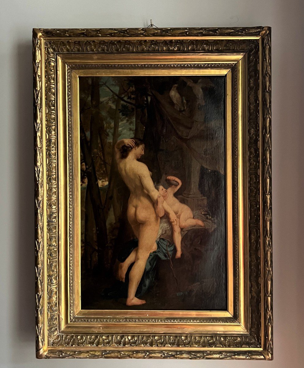 Allégorie De Venus Et Cupidon.  Ecole française du 19 siècle