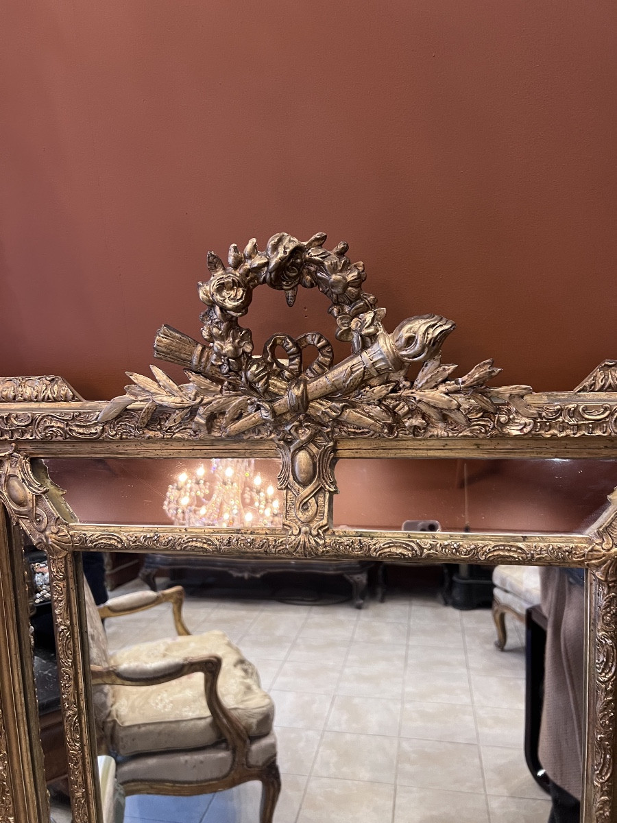 Miroir à parclose d’époque Napoléon 3 de style Louis XVI-photo-4