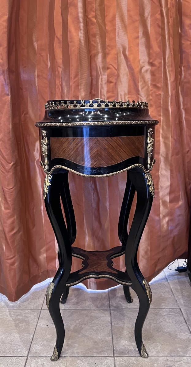 Inlaid Jardinière From The Napoleon III Period-photo-2