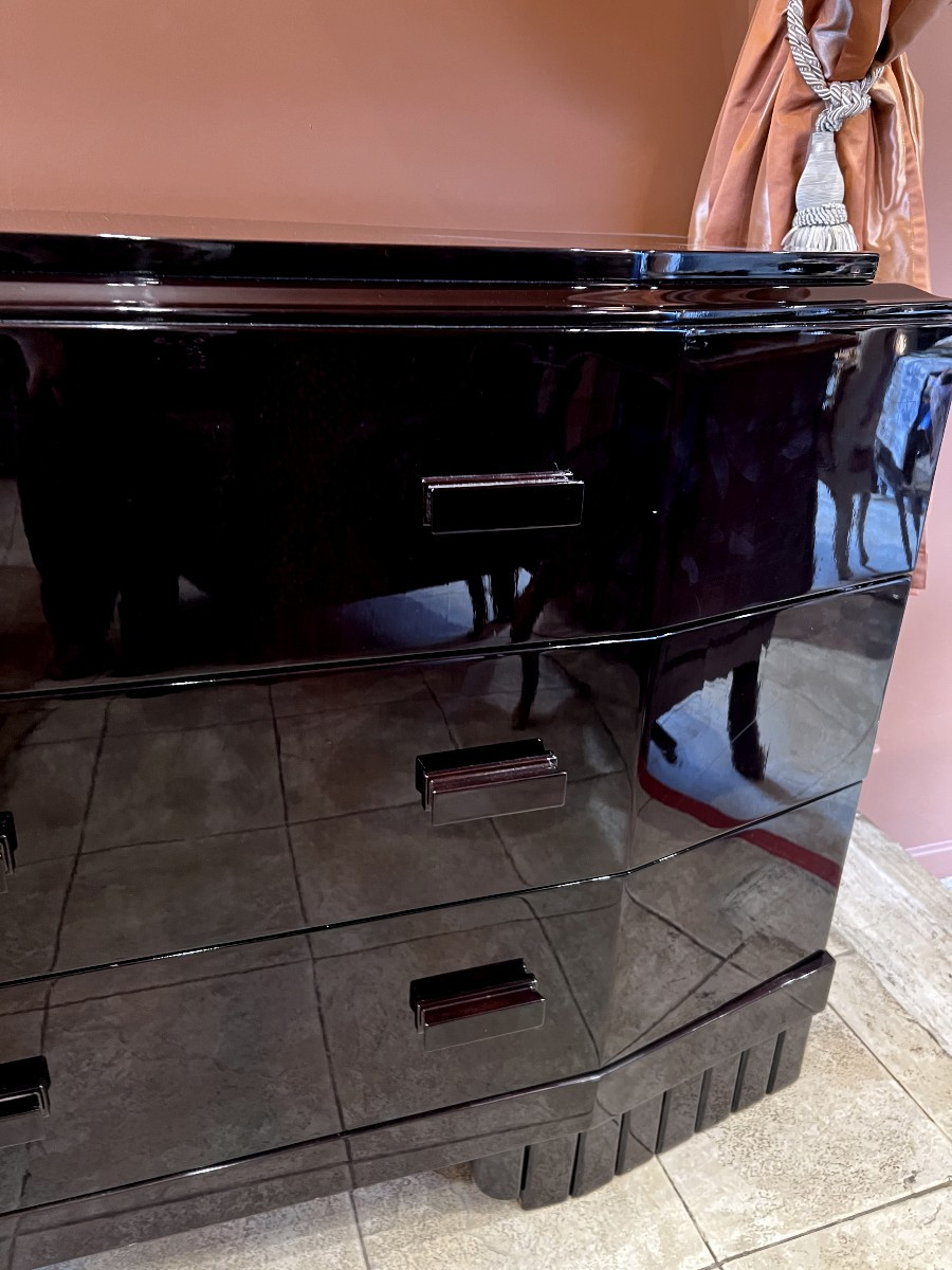 Art Deco Chest Of Drawers In Black Lacquer-photo-3