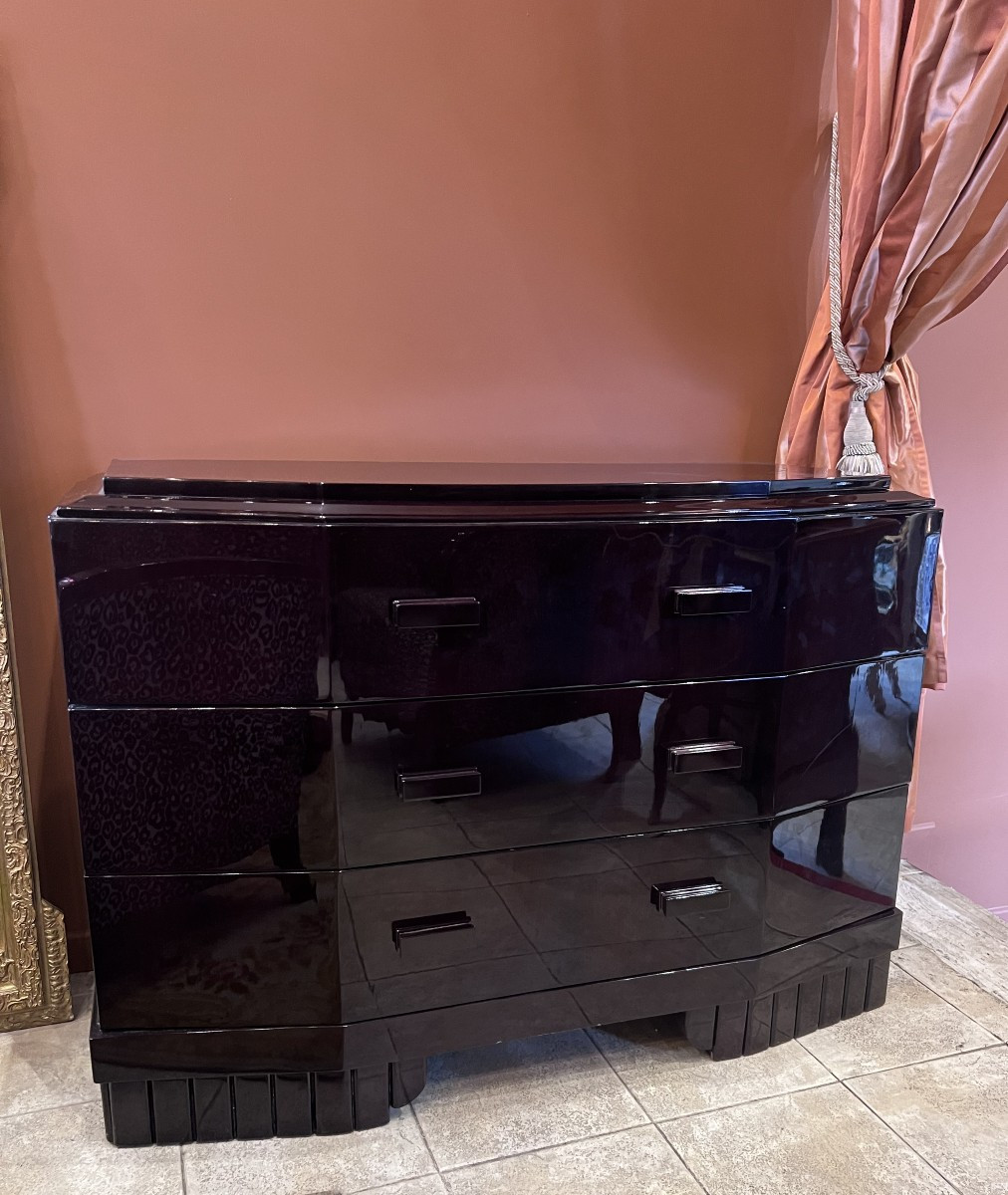Commode Art Déco en laque noire