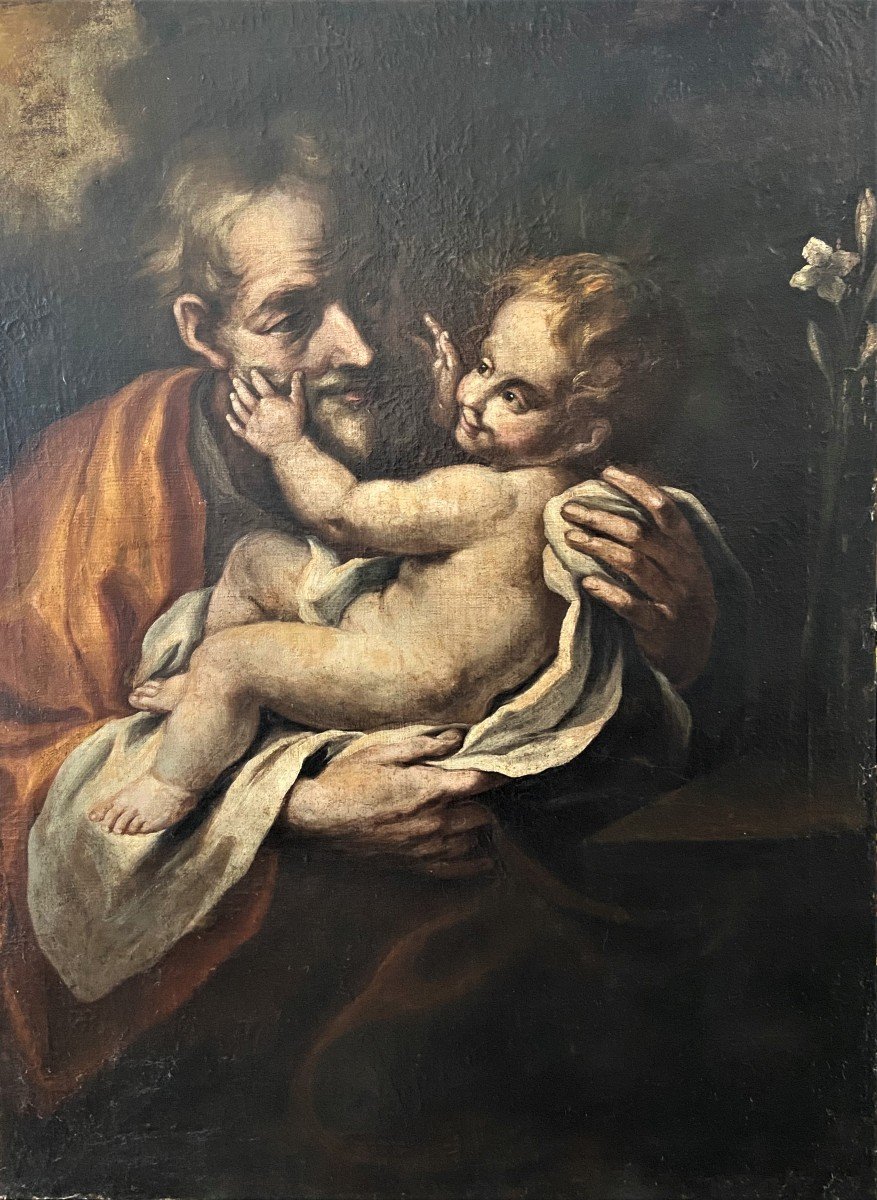 "Saint Joseph et l'enfant Jésus" école française vers 1700,