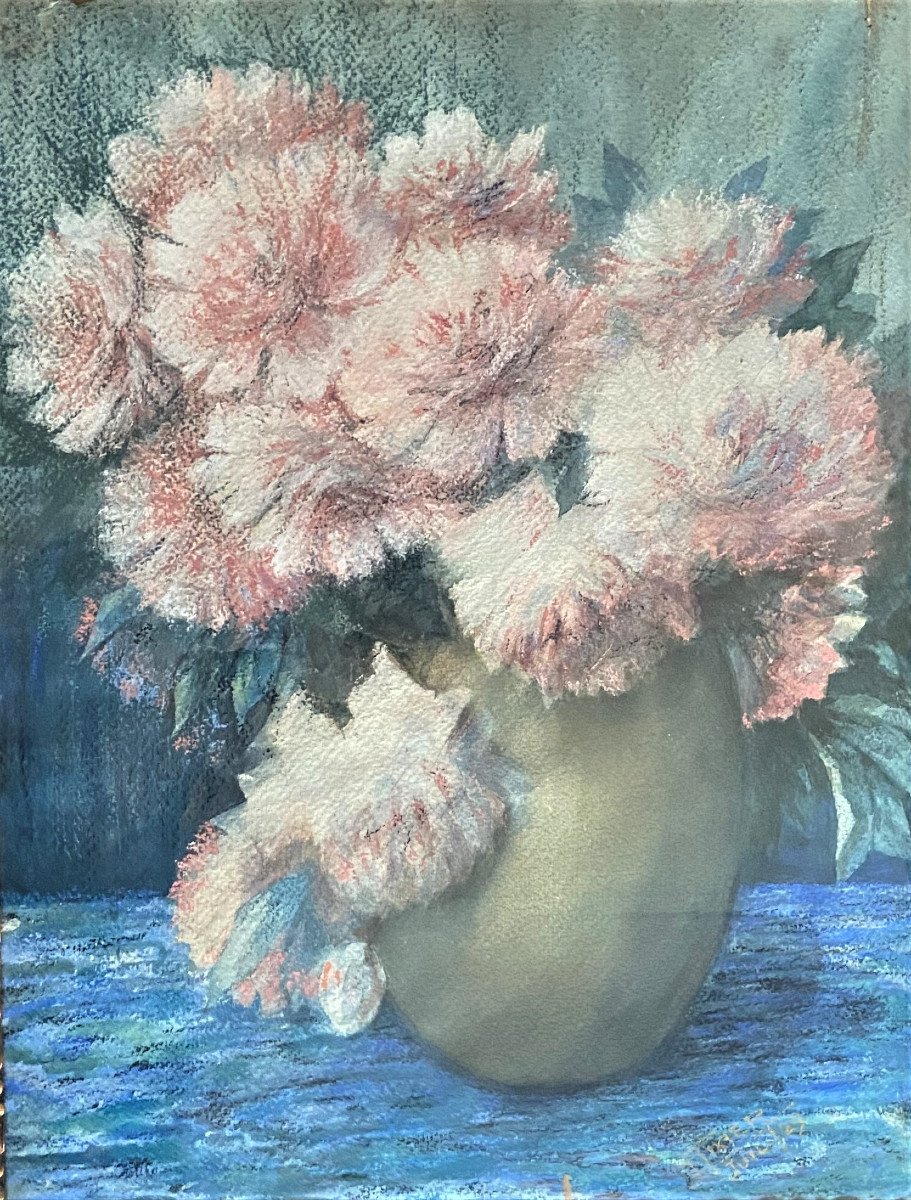 Ecole Française Du XIX Siècle. Bouquet De Fleurs. Pastel-photo-2