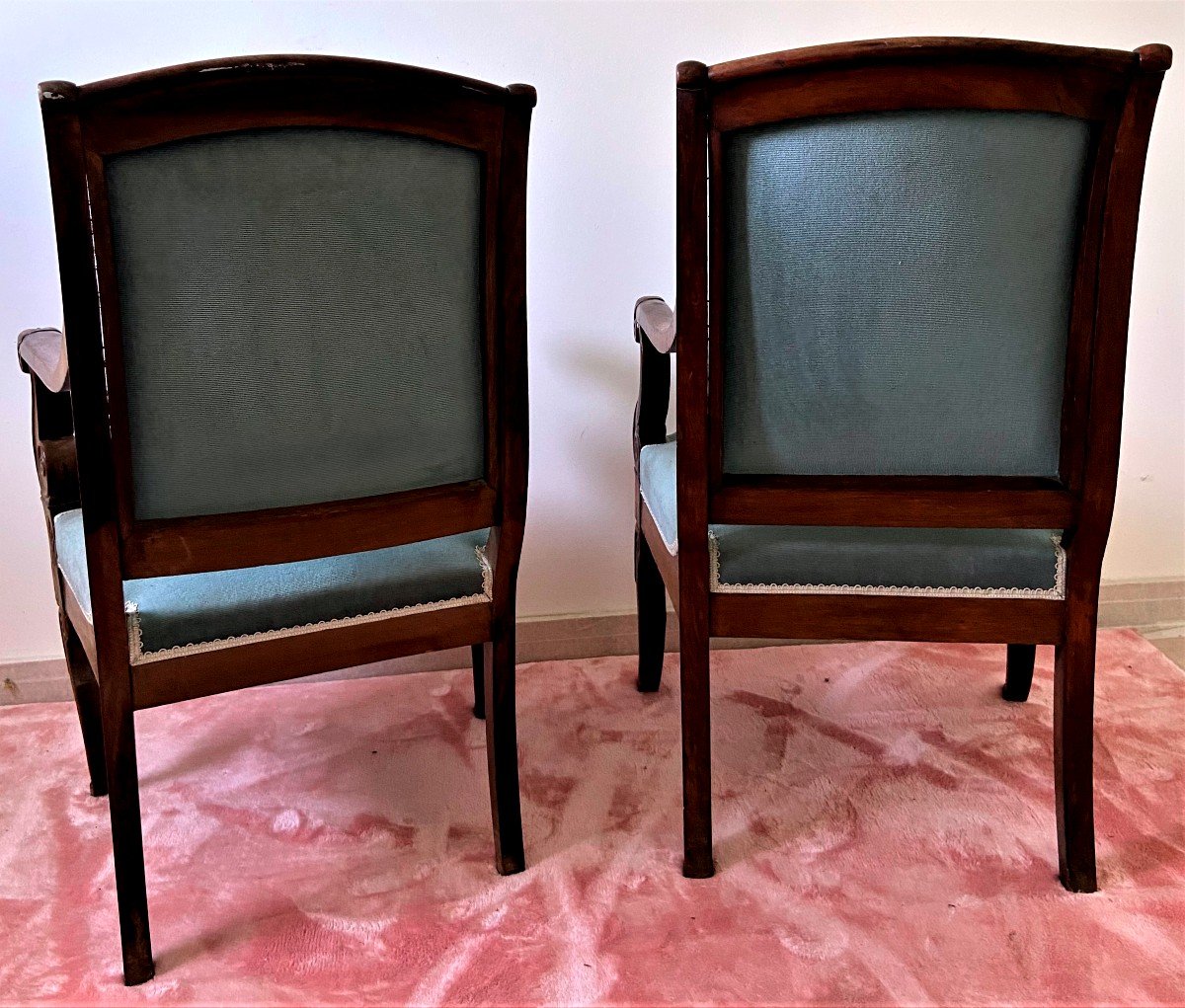 Pair Of Mahogany Armchairs, Restoration Period - Early XIX Century-photo-3