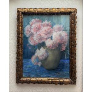 Ecole Française Du XIX Siècle. Bouquet De Fleurs. Pastel