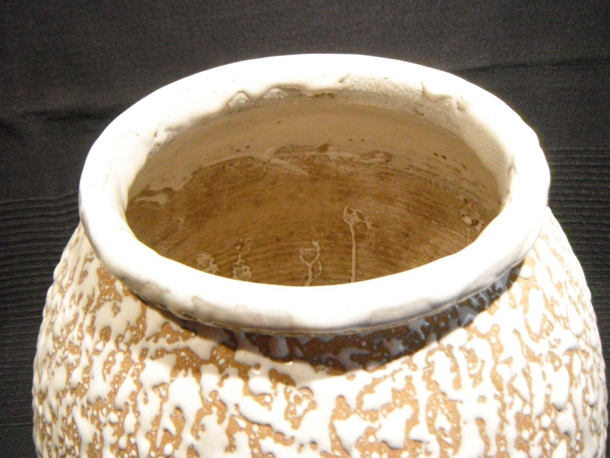 Félix Gete Cab "bordeaux Art Ceramic" Large White Glaze Ball Vase-photo-4
