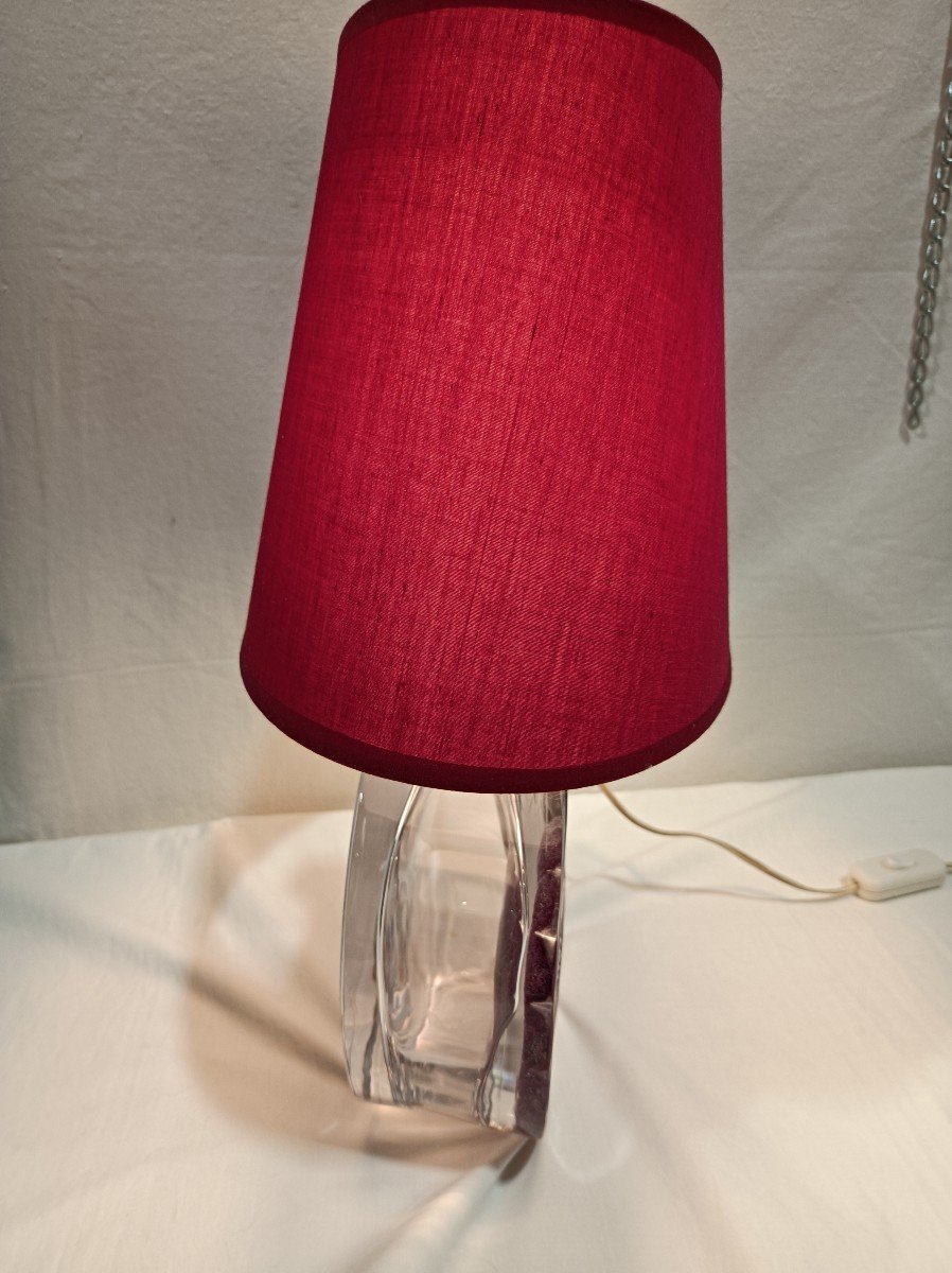 Daum Lampe En Cristal Modèle « Coppelia » à Décor d'Anémones En Pâte De Verre Appliqué-photo-3