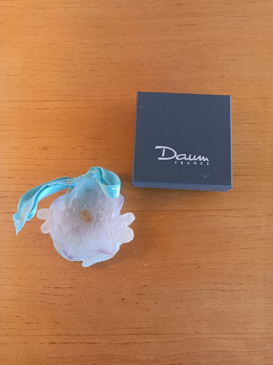 Daum France, Christmas Ornaments Flower In Glass Paste In Original Box