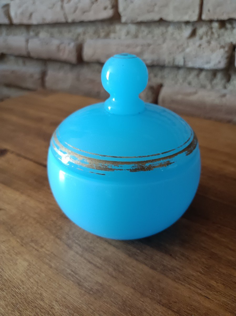 Baccarat  Sucrier En  Opaline Agate  Bleu Céleste -photo-2