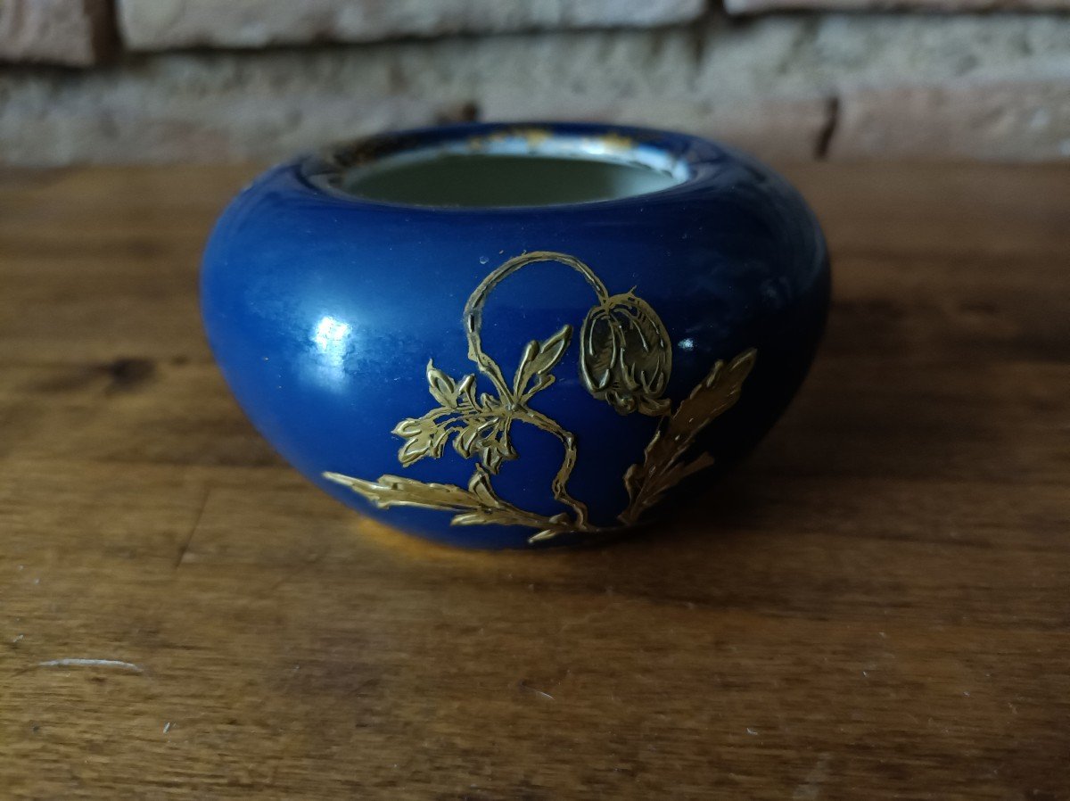 Haviland Porcelaine De Limoges, Rince Pinceaux Bleu Poudre Et Or Charles Field & Gérard Morel-photo-3