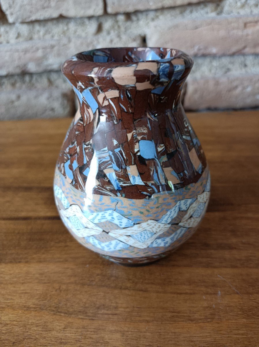 Jean Gerbino Vallauris Ceramic Vase Mosaic Mixed Earth Nériage-photo-2