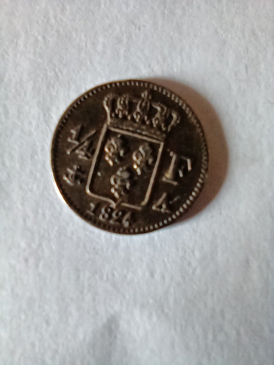 1/4 Franc In Silver Louis XVIII 1824 Paris-photo-2