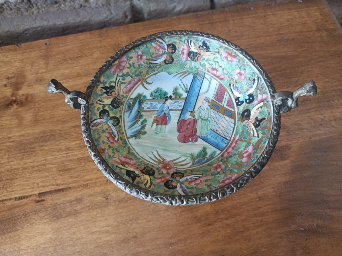 Bronze Mounted Canton Porcelain Bowl End Of The 19th Century Napoleon III-photo-2