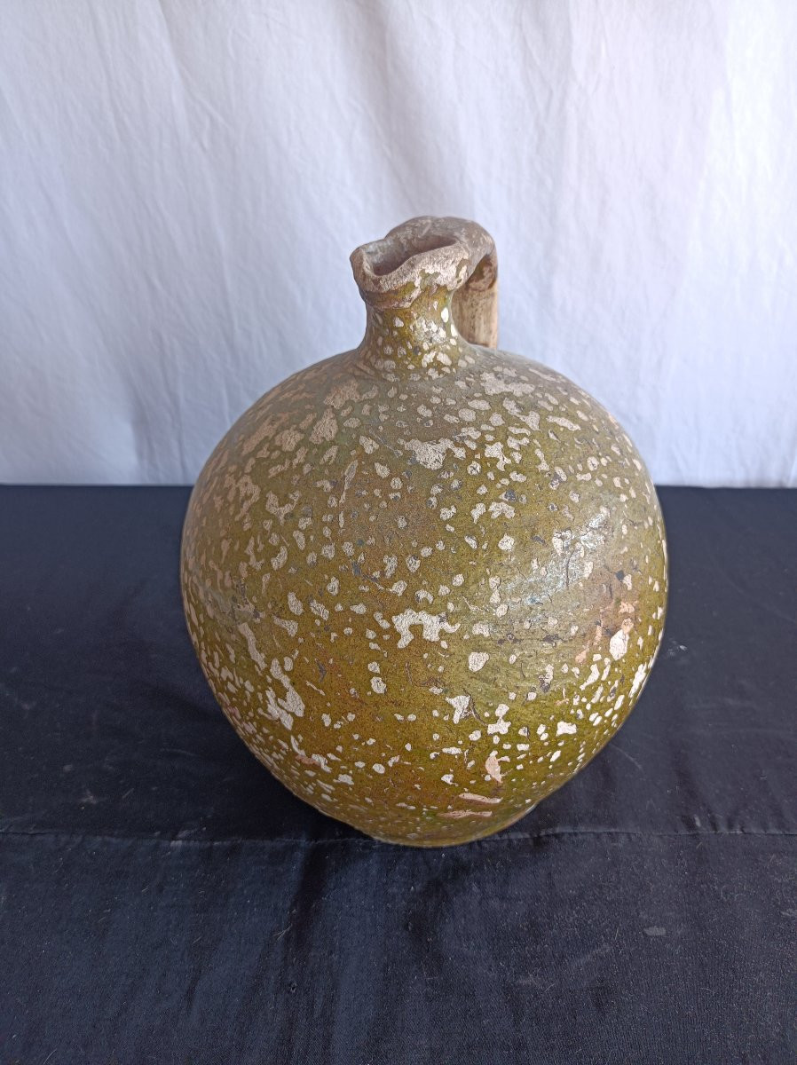 Cruche à Huile de noix En Terre Vernissée , Beauronne , Périgord fin du  XVIIIe siècle-photo-1