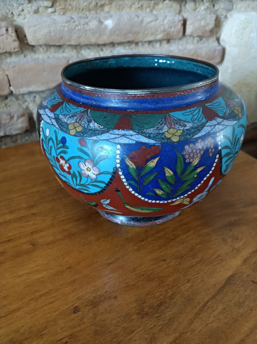 China Incense Burner In Cloisonné Enamels On Bronze 19th Century-photo-2