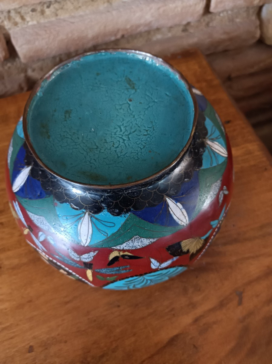 China Incense Burner In Cloisonné Enamels On Bronze 19th Century-photo-2