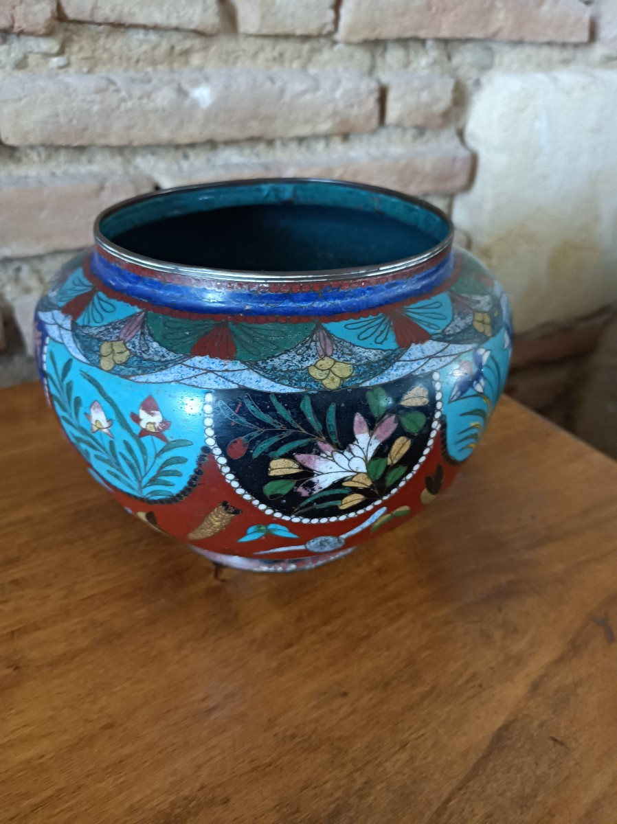 China Incense Burner In Cloisonné Enamels On Bronze 19th Century