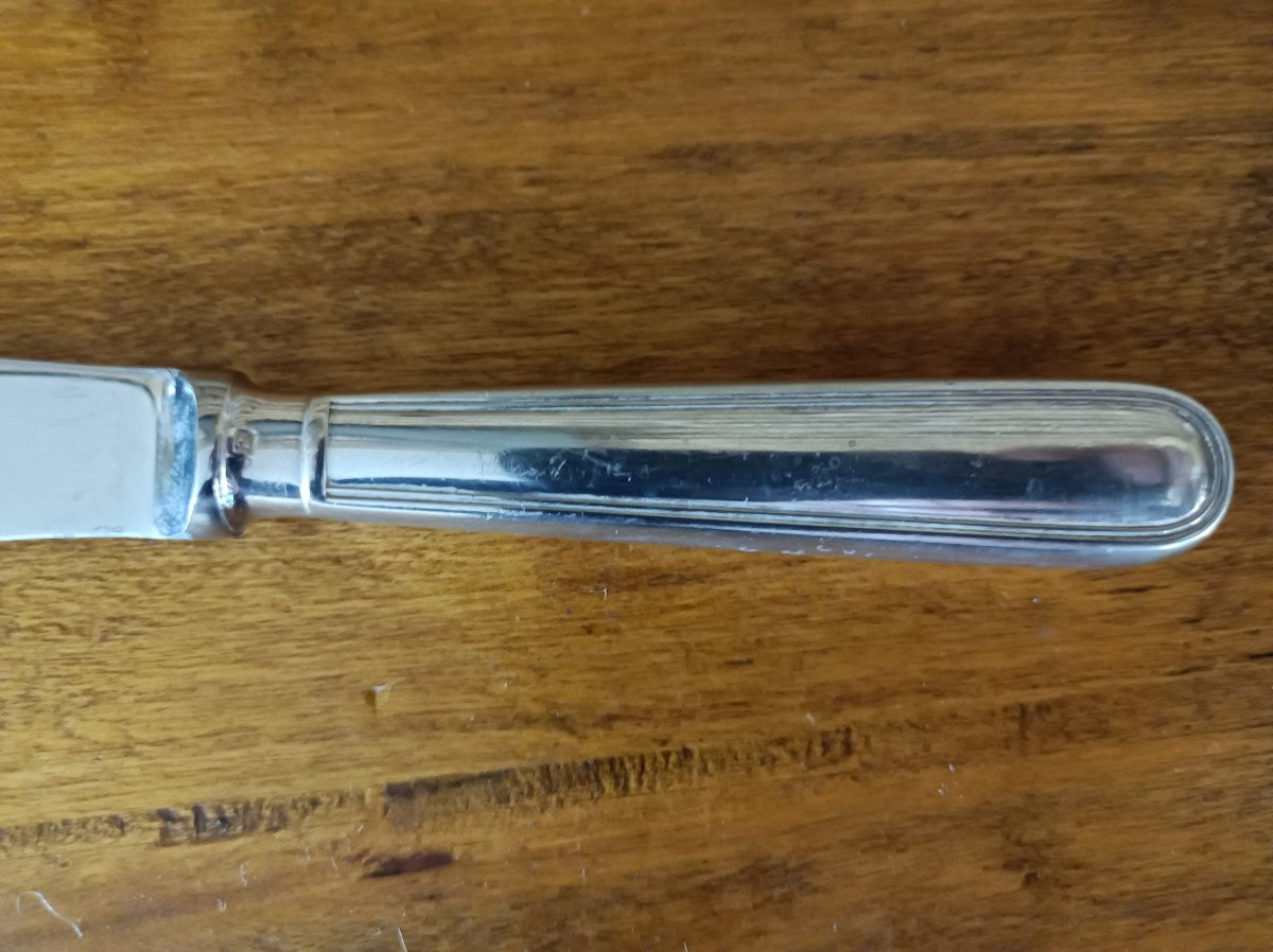 Christofle Albi Model, 12 Silver-plated Table Knives 24.5 Cm-photo-2
