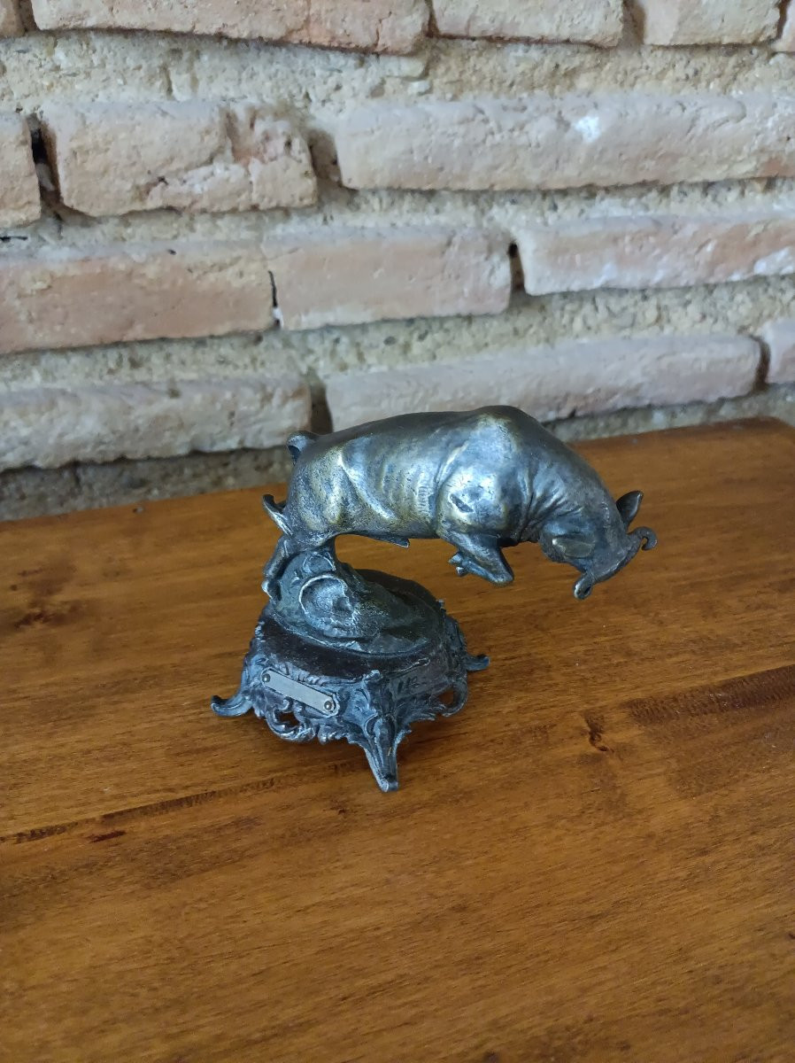 Rearing Bull Bronze Animal Signed C.charles-photo-2