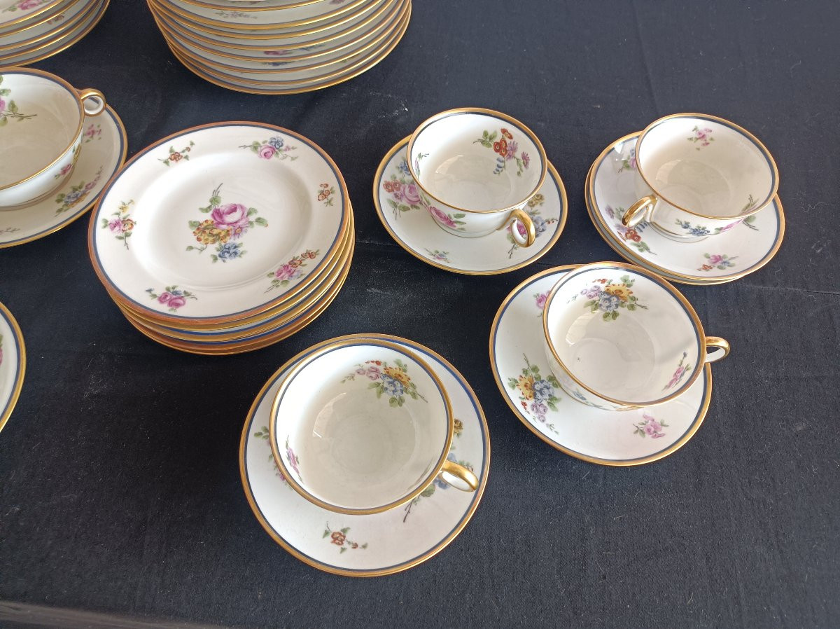 Service De Table décor floral peint Maison Theodore Haviland Porcelaine de Limoges XIXe siecle-photo-3