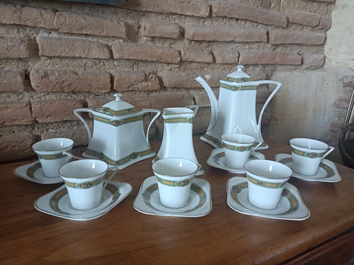 Alfred Lanternier Limoges Porcelain Art Nouveau Tea/coffee Set Circa 1920