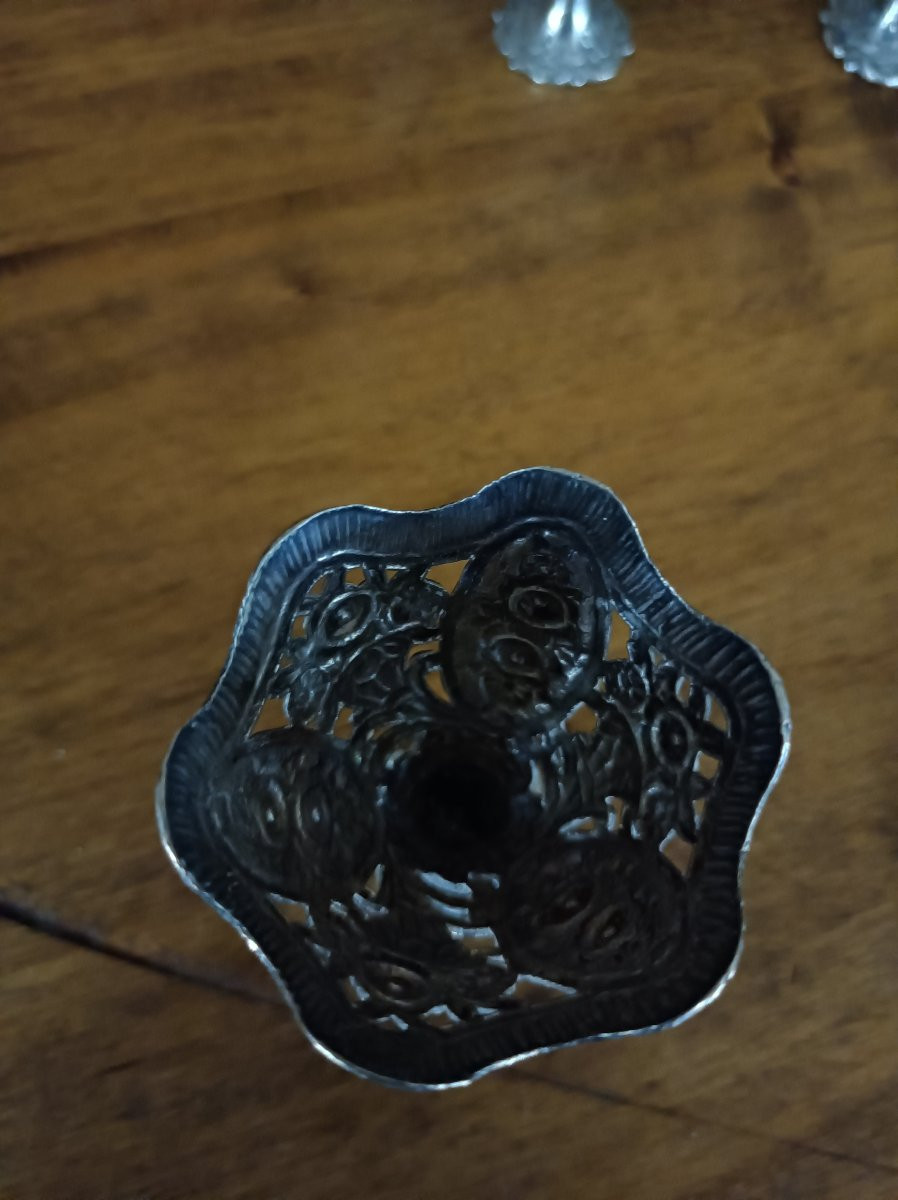 7 Portes Tasses à café Zarf Argent massif  empire Ottoman Tughra  sultan Abdul Aziz XIXe Siecle-photo-2