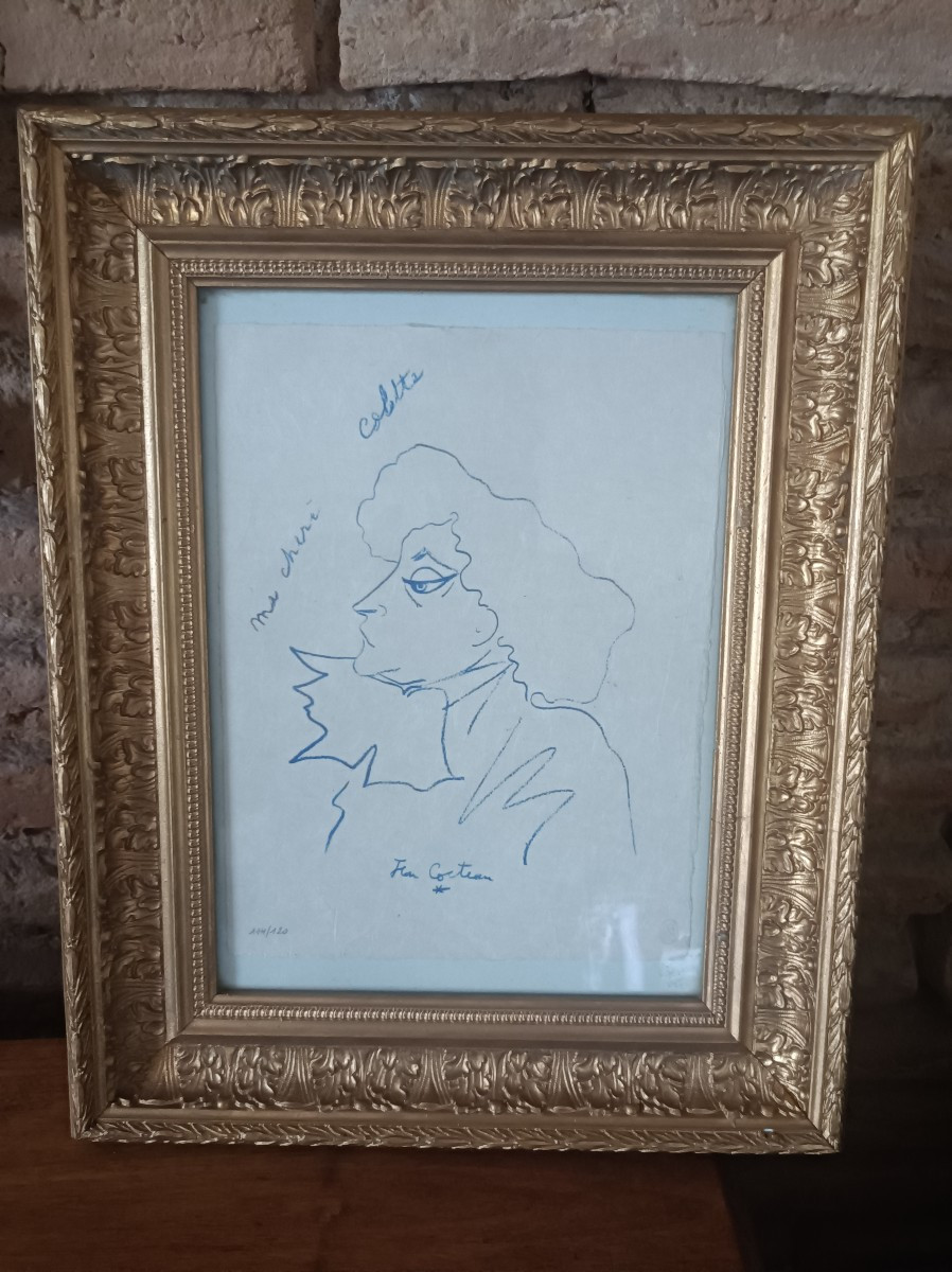 JEAN COCTEAU (1889-1963)  Ma chère Colette dessin couleur numéroté  114/120