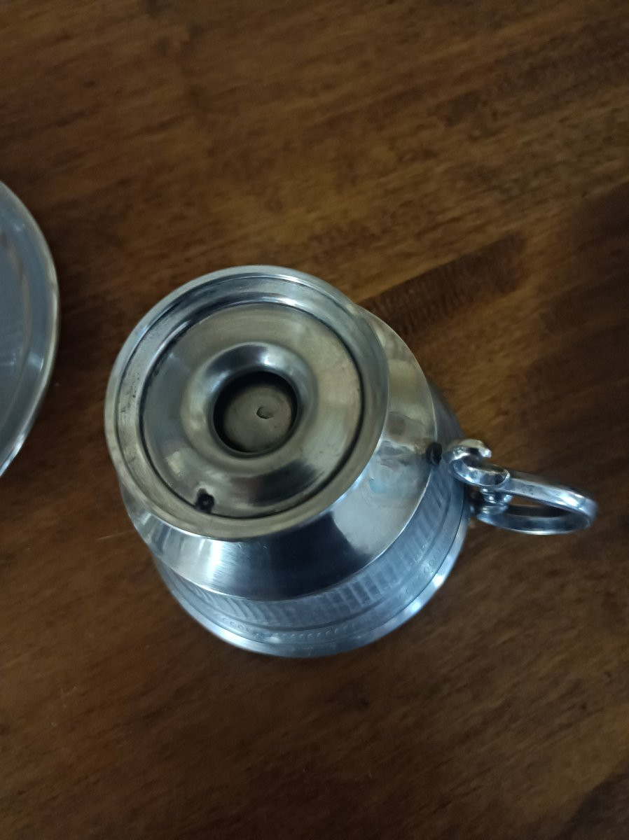 Tasse à chocolat et sa soucoupe en argent massif armorié orfèvre Roussel paris XIX éme Siecle -photo-4