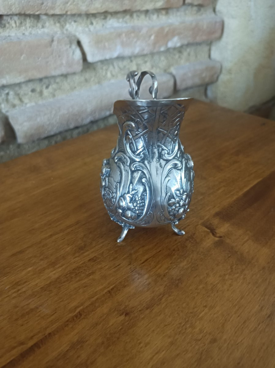 Crémier pot à lait Louis XV argent massif putti chérubins  XIXè  Gebrüder Gutgesell  Hanau-photo-2