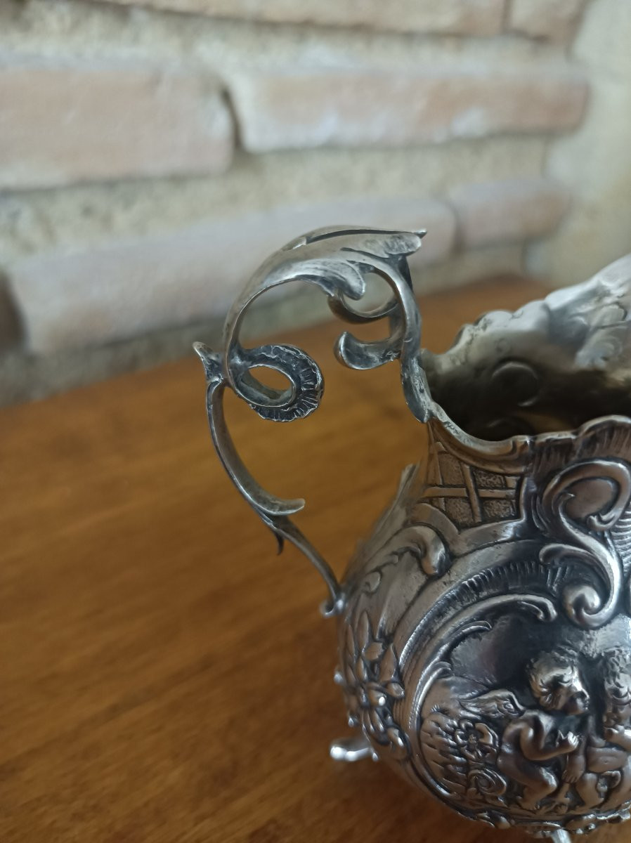 Crémier pot à lait Louis XV argent massif putti chérubins  XIXè  Gebrüder Gutgesell  Hanau-photo-1