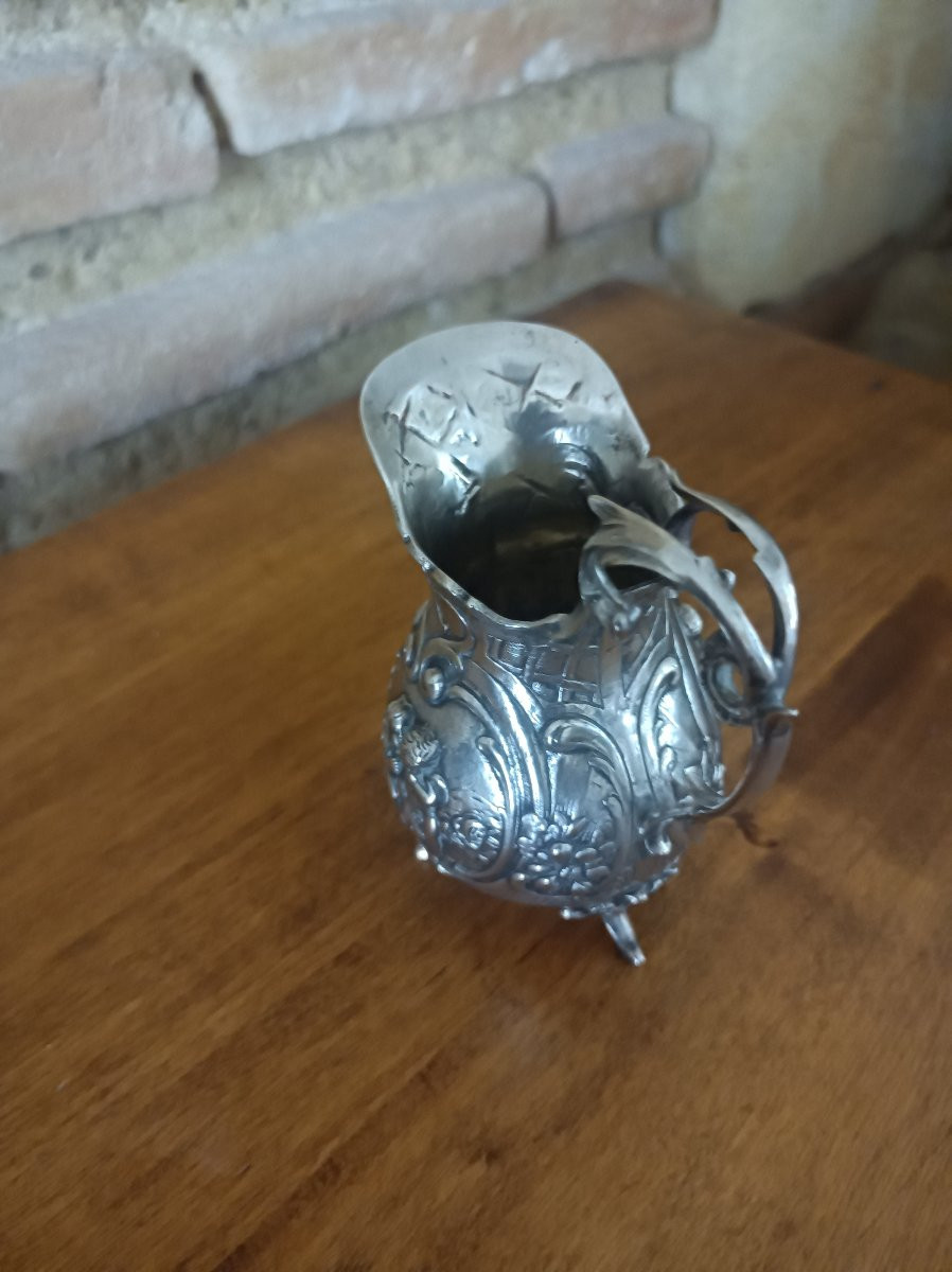 Crémier pot à lait Louis XV argent massif putti chérubins  XIXè  Gebrüder Gutgesell  Hanau-photo-2