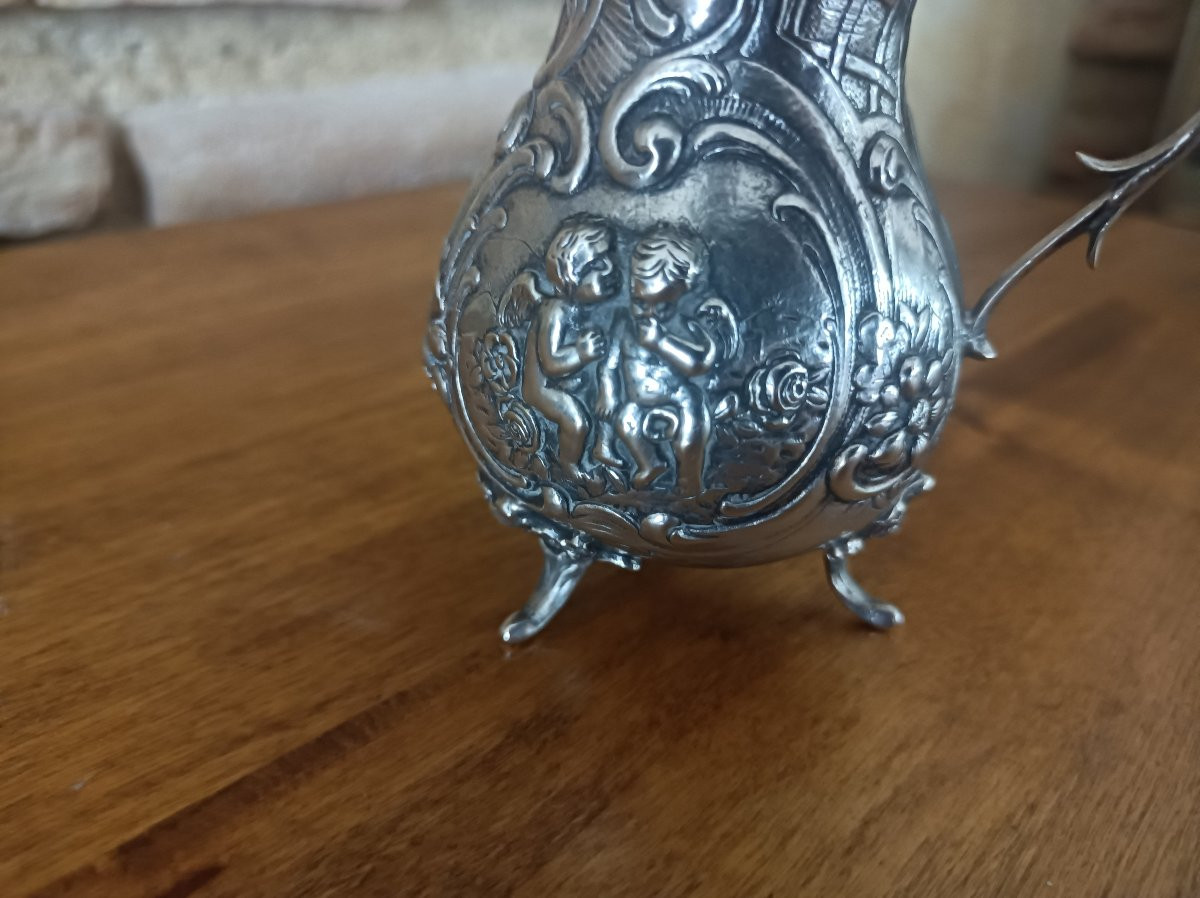 Crémier pot à lait Louis XV argent massif putti chérubins  XIXè  Gebrüder Gutgesell  Hanau-photo-4