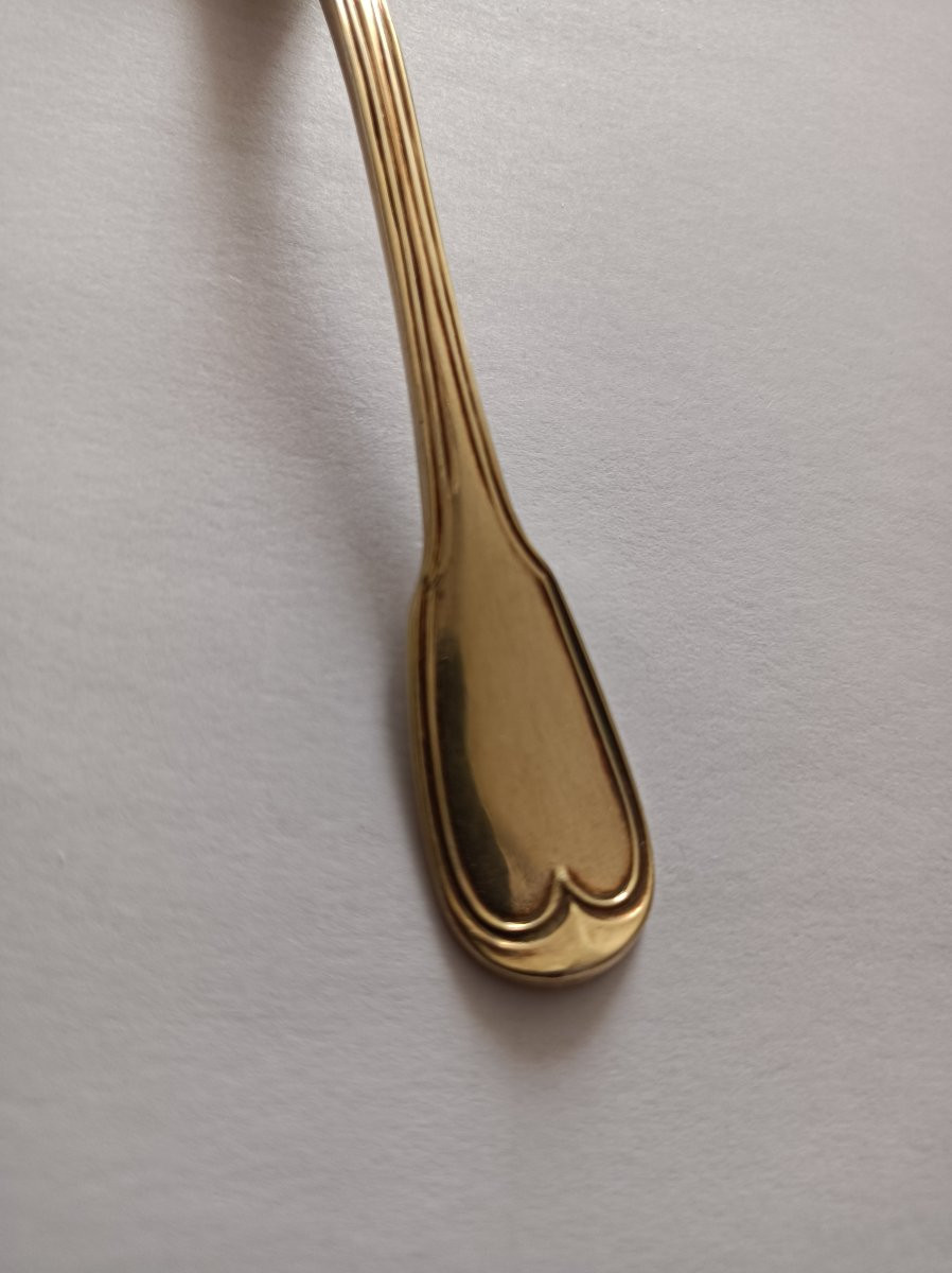 pelle à sels argent vermeil blason sous couronne ducal poinçon Coq XIXè siècle-photo-1