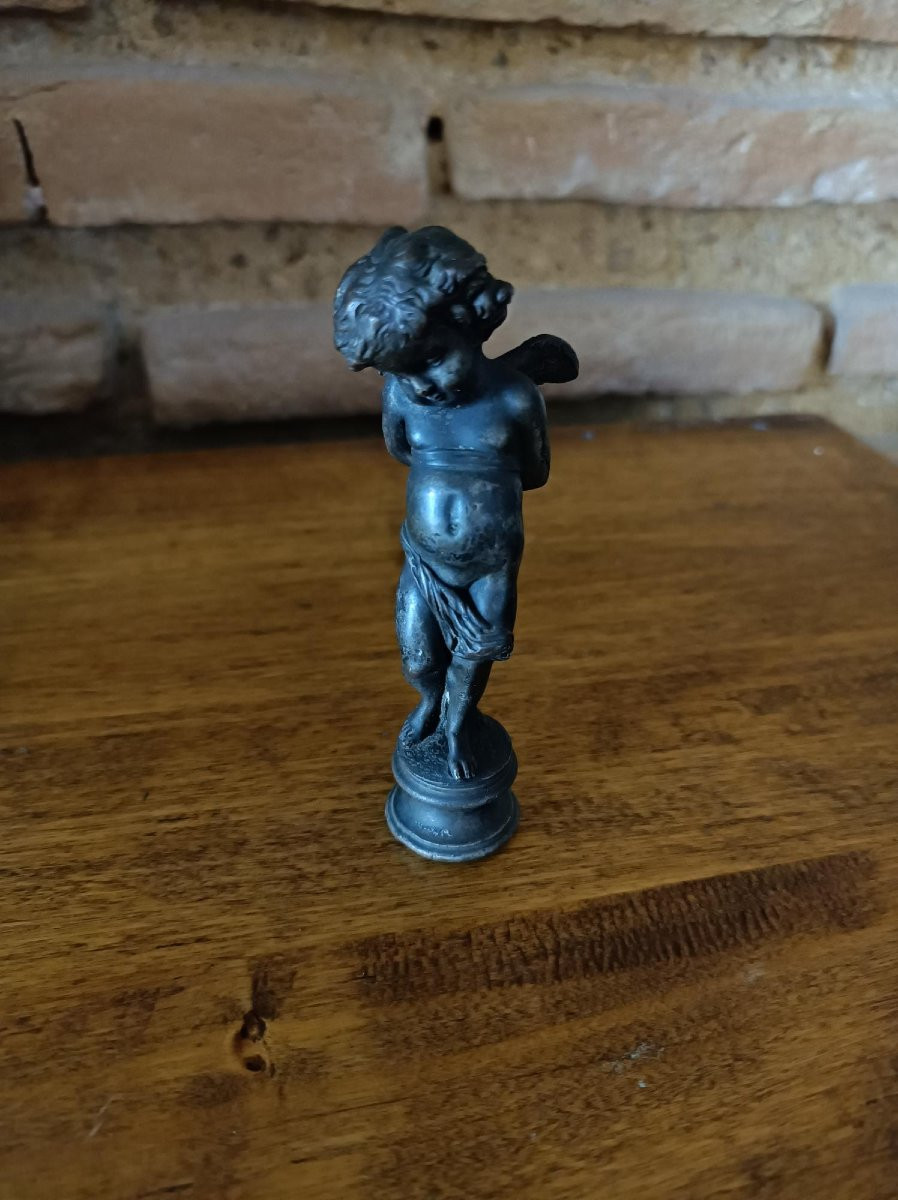 Sceau cachet sculpture bronze angelot putti chérubin  XIXème siecle-photo-2