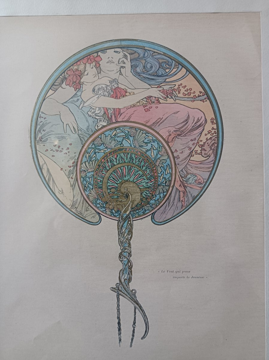 Alphonse Mucha - The Passing Wind Carries Away Youth, 1899 - Original Lithograph-photo-3