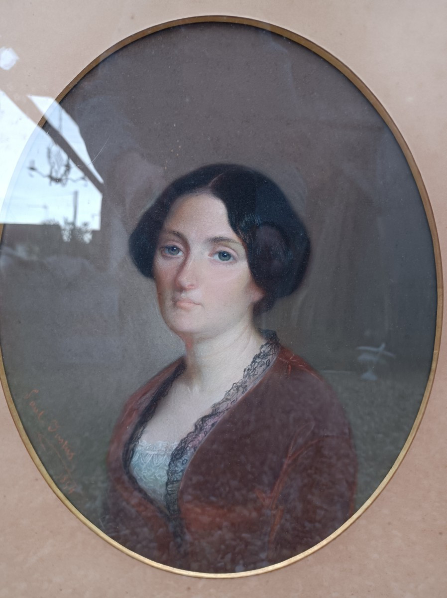 Paul Justus ( 1806 - ? ) portrait de Mme bernade  Françoise  Fauré XIXe siecle-photo-2