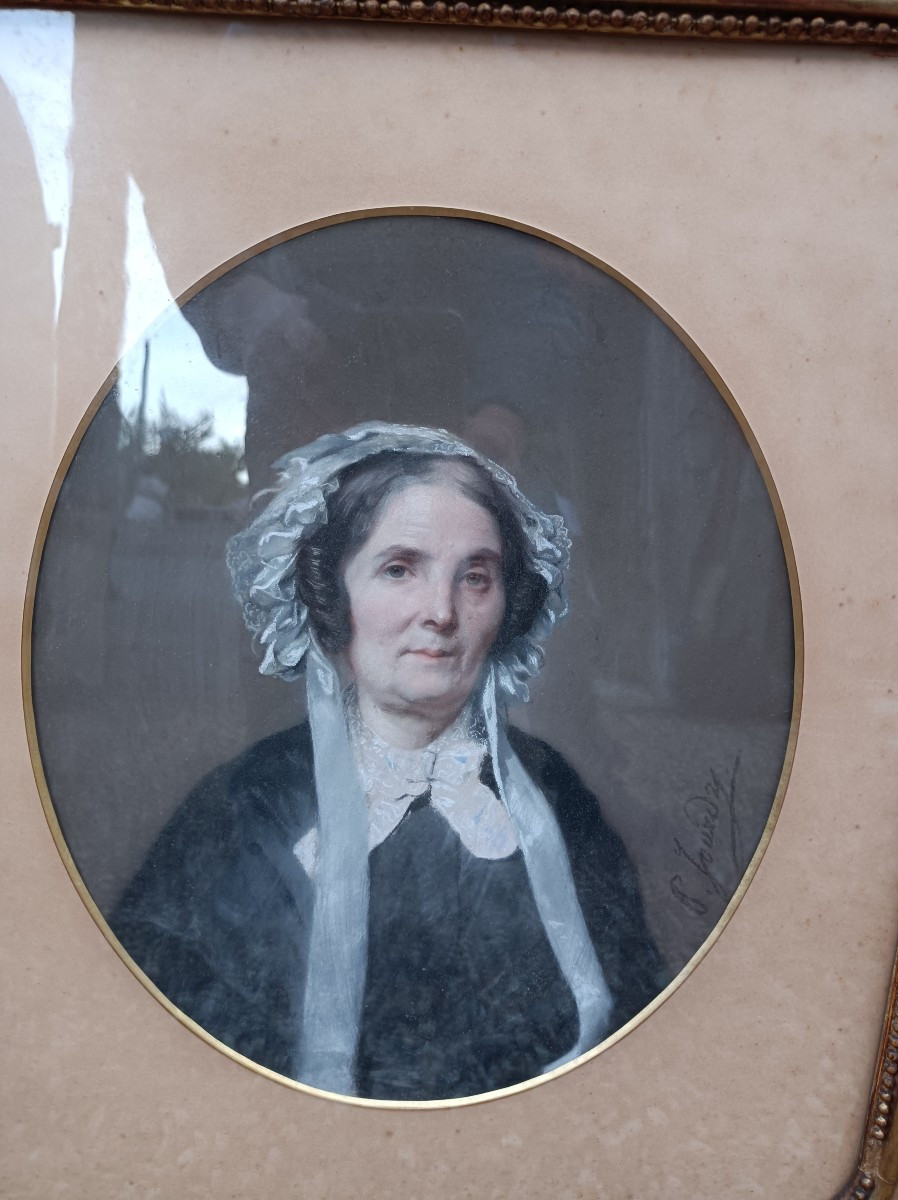 Paul Jourdy  ( 1805 - 1856  ) portrait de Mme Marie Madelaine joséphine Labat  XIXe siecle-photo-2