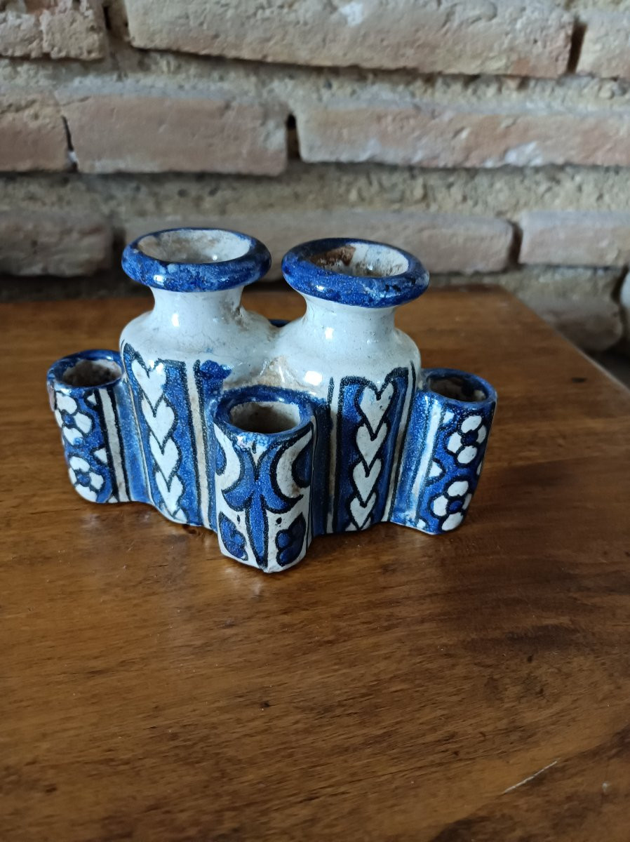 Maroc Fès Douïa encrier d'enlumineur à 6 godets XIX siecle-photo-3