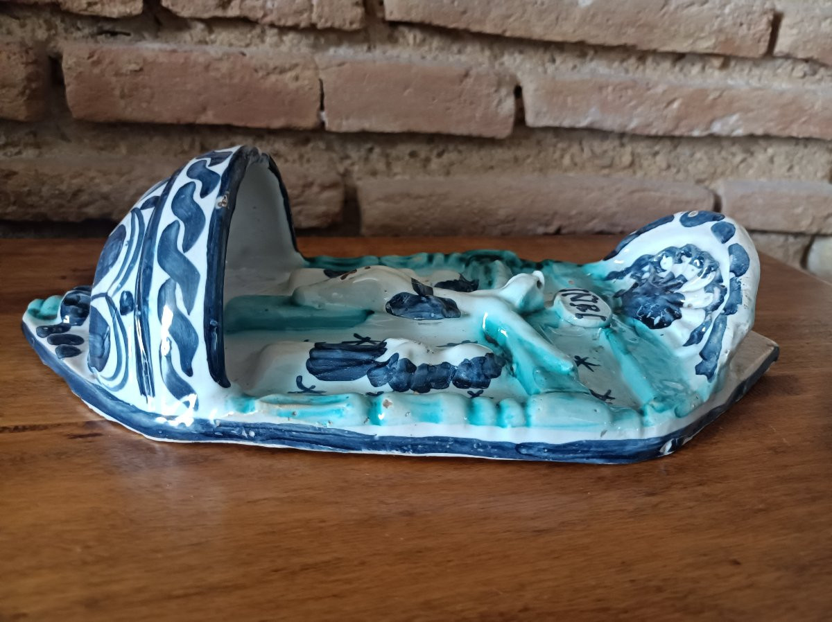  Wall-mounted Glazed Ceramic Holy Water Font From Teruel, 18th Century-photo-3