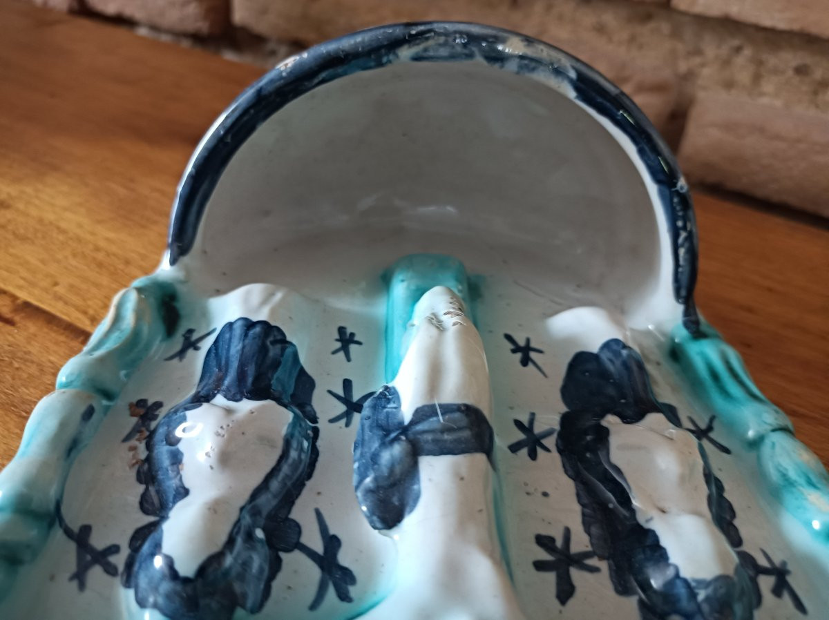  Wall-mounted Glazed Ceramic Holy Water Font From Teruel, 18th Century-photo-4