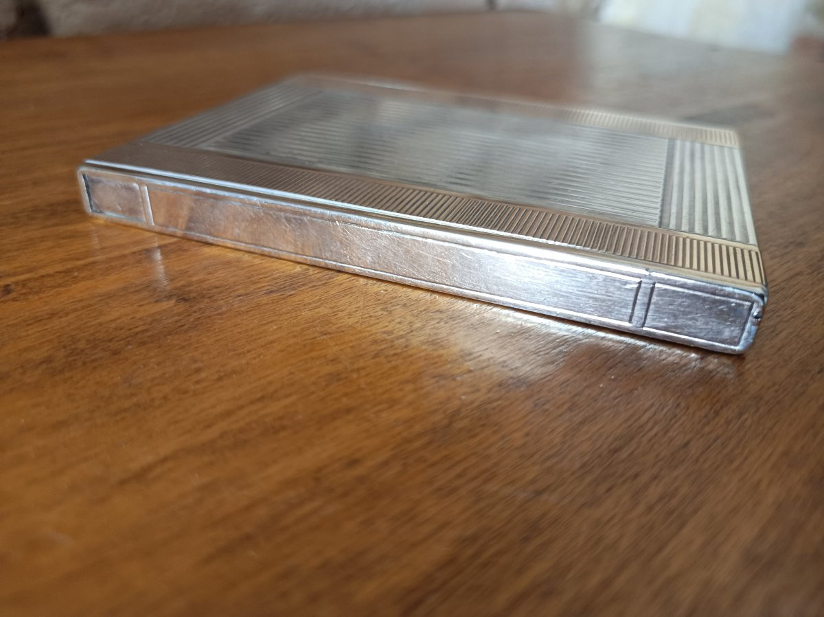 Etui à cigarettes art deco en or jaune 18K et argent massif  Signé Puiforcat France-photo-3