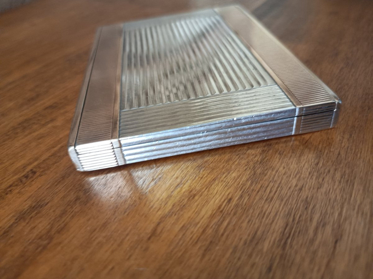 Etui à cigarettes art deco en or jaune 18K et argent massif  Signé Puiforcat France-photo-4