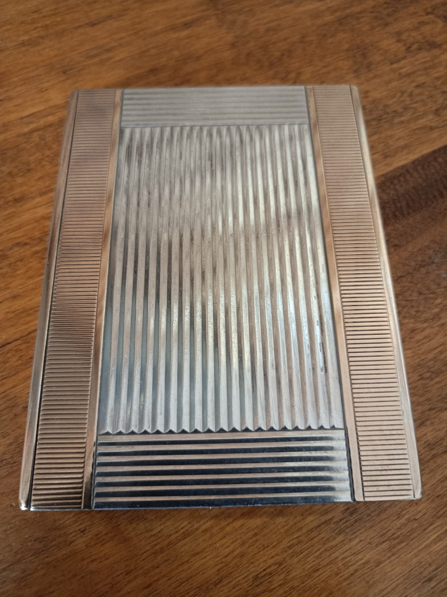 Etui à cigarettes art deco en or jaune 18K et argent massif  Signé Puiforcat France-photo-6