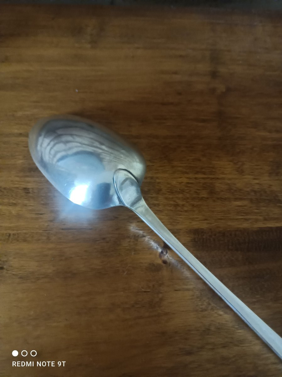 Solid Silver Stew Spoon, England, 18th Century-photo-3